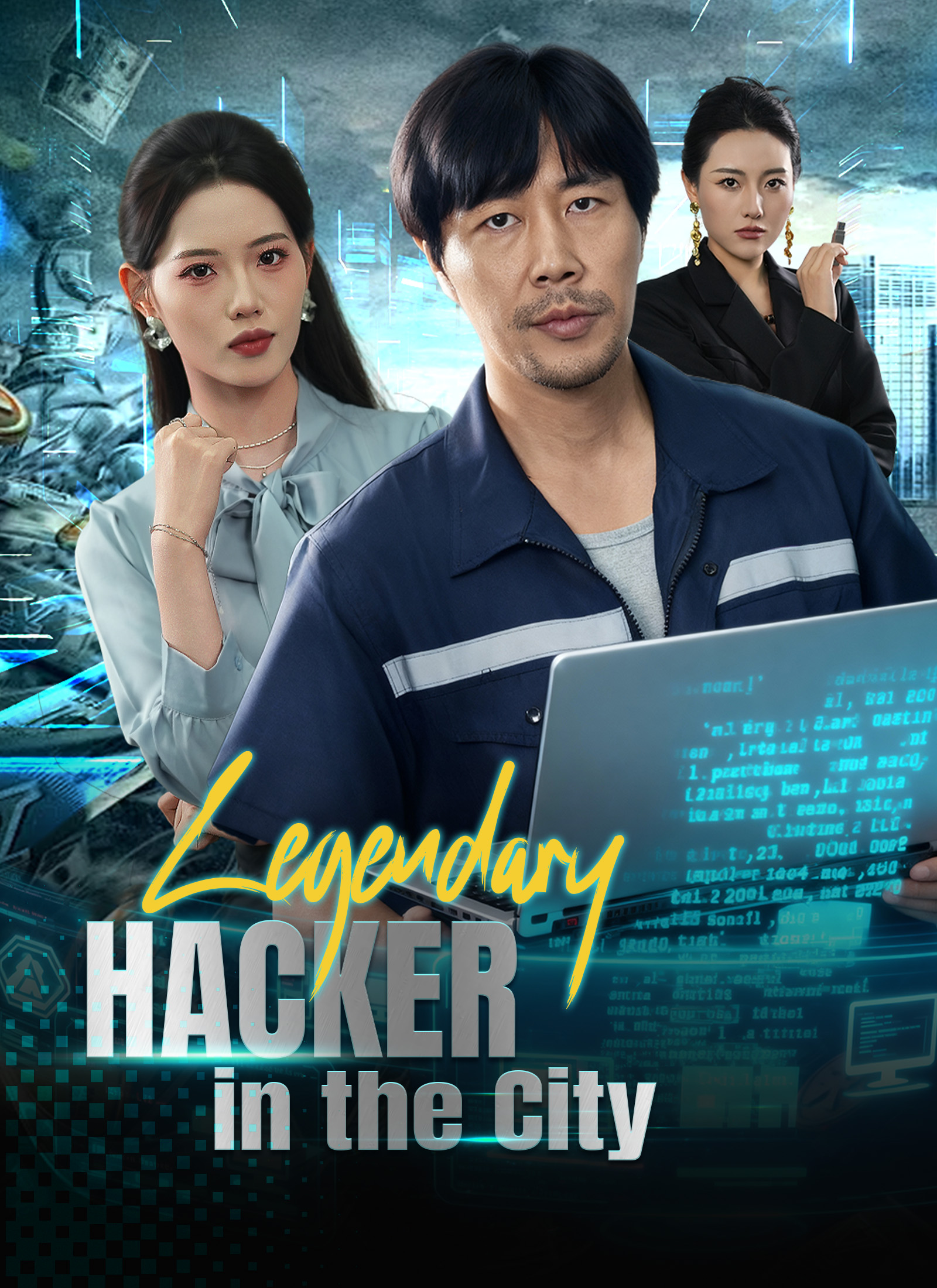 Legendary Hacker in the City Vertical Poster