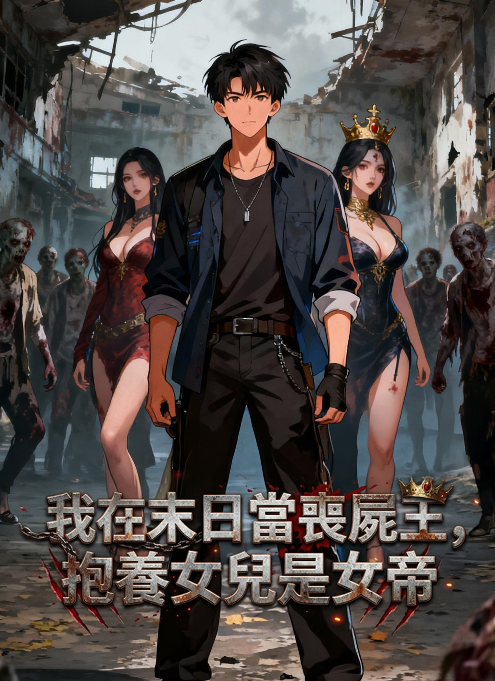 《我在末日當喪屍王，抱養女兒是女帝》封面
