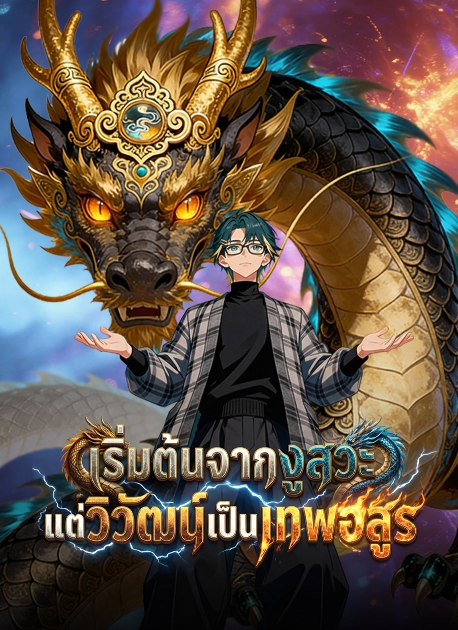 หน้าปกเริ่มต้นจากงูสวะ แต่วิวัฒน์เป็นเทพอสูร