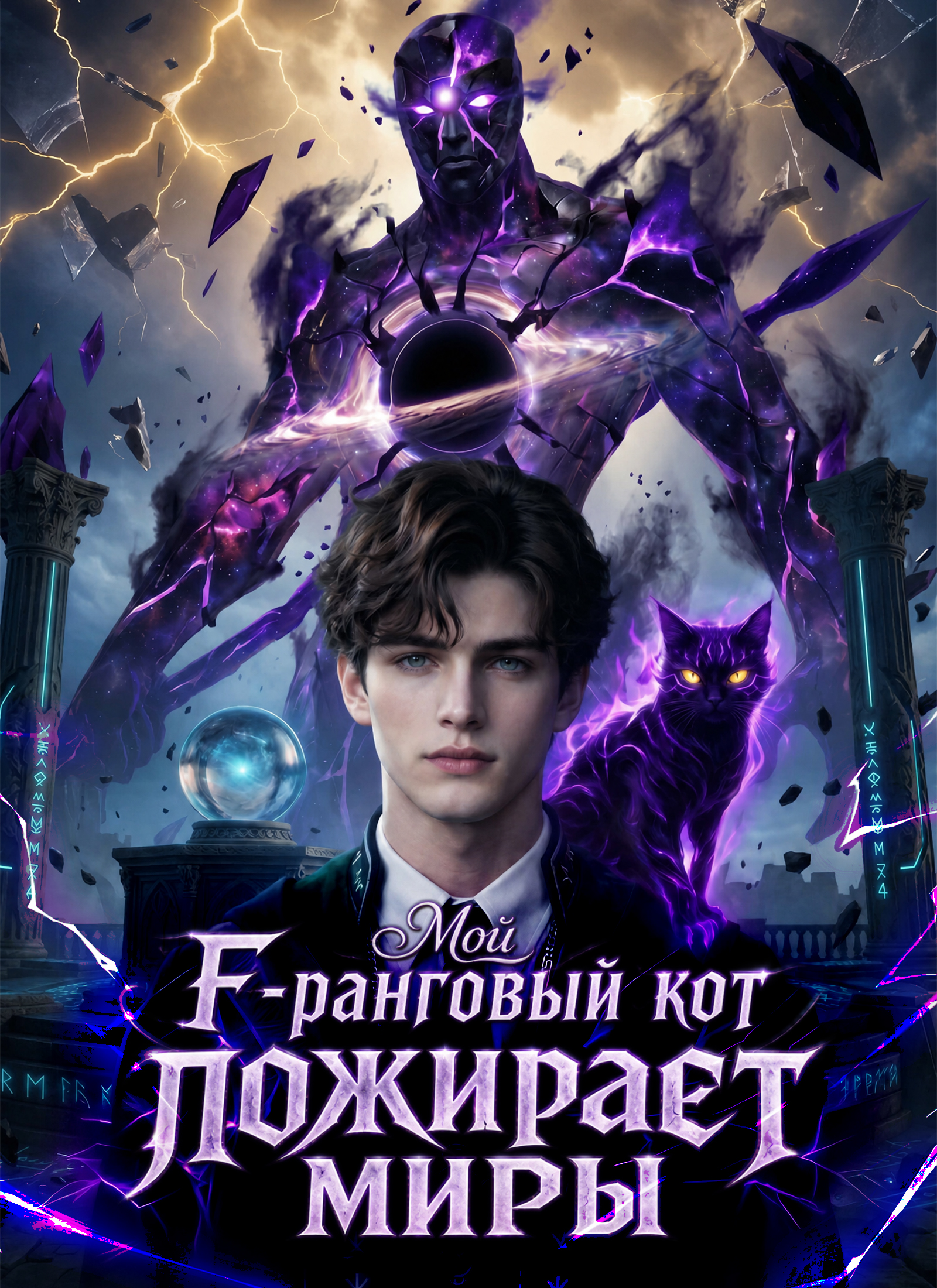 Обложка «Мой F-ранговый кот пожирает миры»