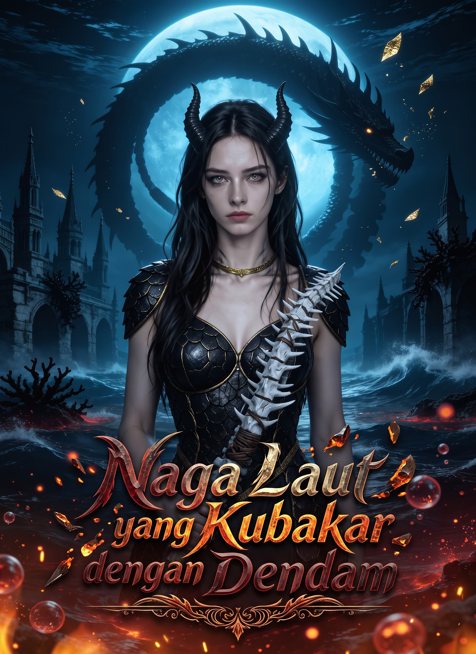 Poster Naga Laut yang Kubakar dengan Dendam