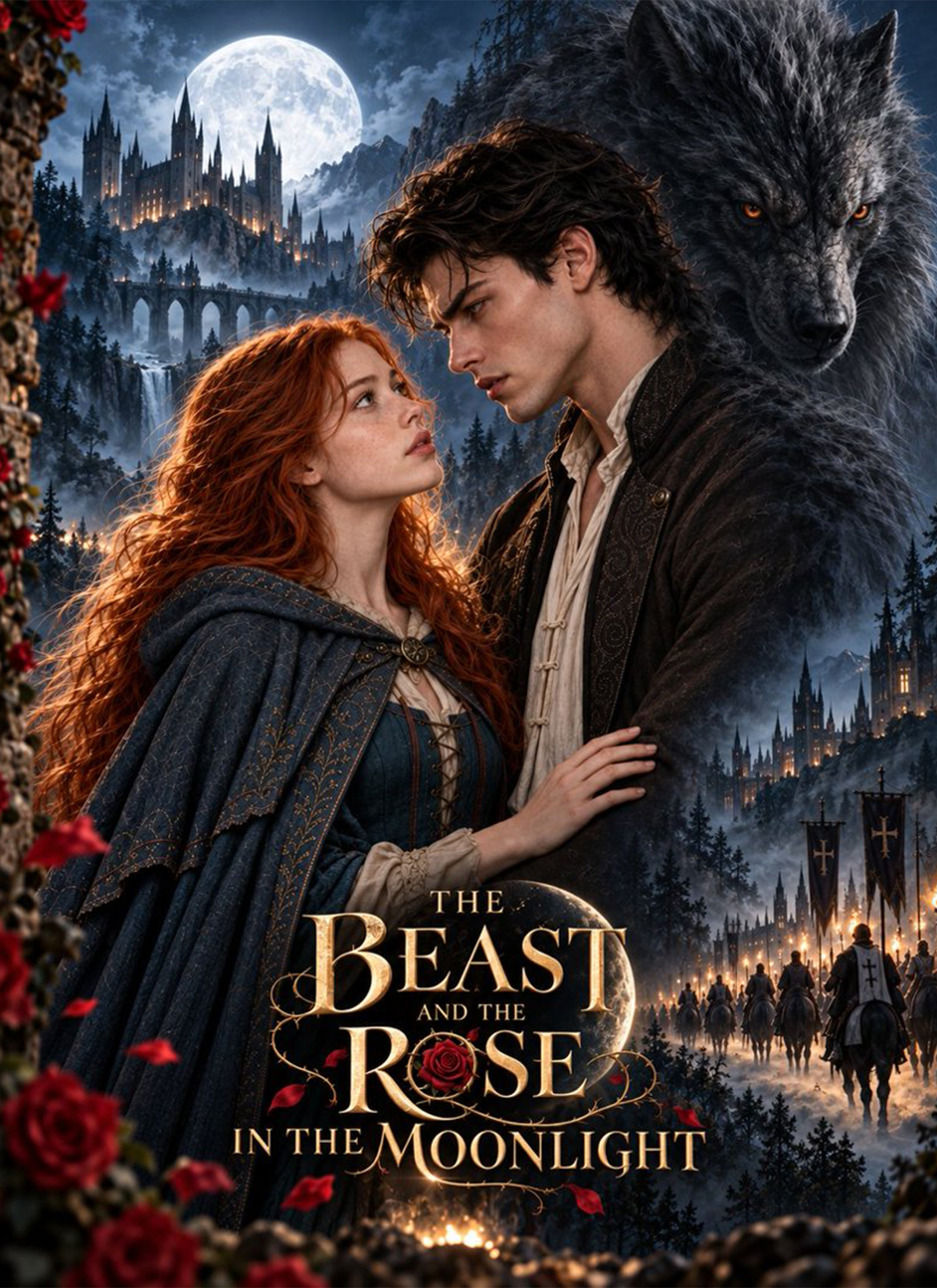 The Beast and the Rose in the Moonlight
